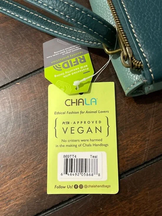 Chala Sea Turtle Faux Leather Crossbody Bag Criss Messenger Bag RFID Teal NEW - Picture 6 of 11